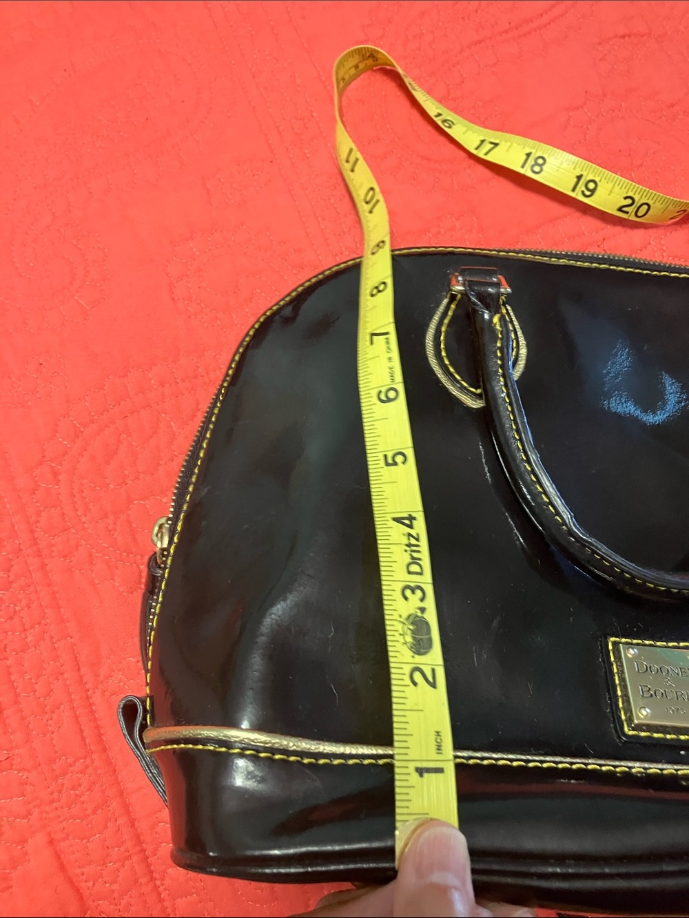 Dooney & Bourke Black Patent Satchel with Gold Hardware - Picture 6 of 6